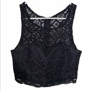 My Michelle black lace Crop Top size 3
